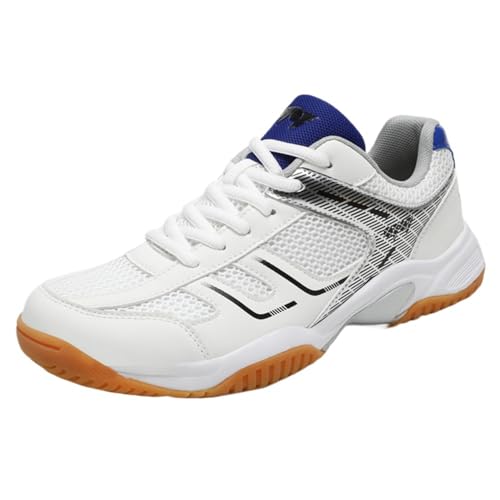 ZaKoonaC Funktionelle Tennis-Badminton Schuhe Unisex - Leichtes Mesh, MD Gummisohle für Hallensport und Freizeit (Weiß Blau ，42 EU) von ZaKoonaC