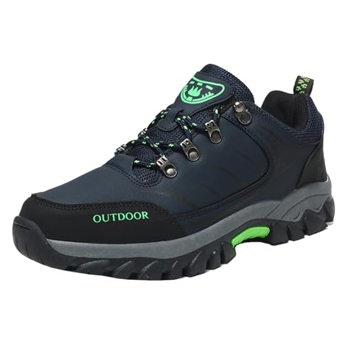 ZaKoonaC Gepolsterte Herrenschuhe rutschfeste Outdoor-Wanderschuhe Wasserabweisende Turnschuhe (Dunkelblau,46) von ZaKoonaC