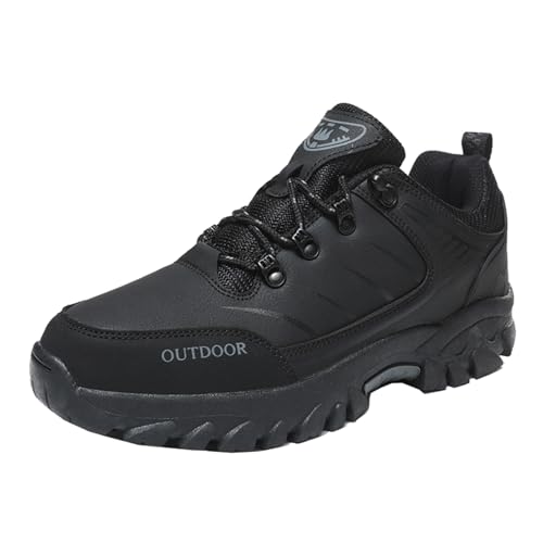 ZaKoonaC Gepolsterte Herrenschuhe rutschfeste Outdoor-Wanderschuhe Wasserabweisende Turnschuhe (Schwarz,42) von ZaKoonaC
