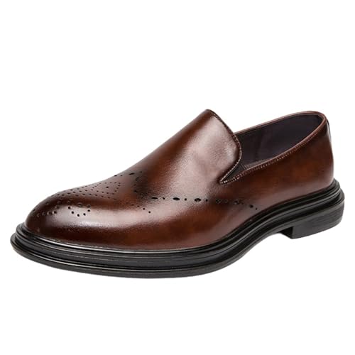ZaKoonaC Herren Atmungsaktiv Brogue Schlupfschuhe mit Lochmuster (Braun, 42 EU) von ZaKoonaC