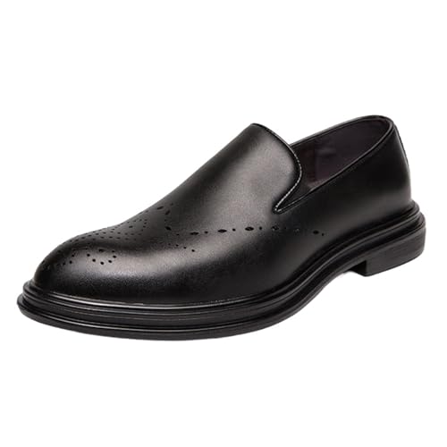 ZaKoonaC Herren Atmungsaktiv Brogue Schlupfschuhe mit Lochmuster (Schwarz, 39 EU) von ZaKoonaC