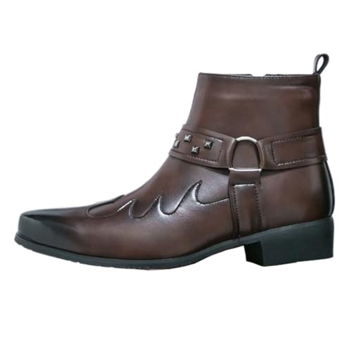 ZaKoonaC Herren Stiefel mit Niet-Design - Reißverschluss-System (Braun, 43 EU) von ZaKoonaC