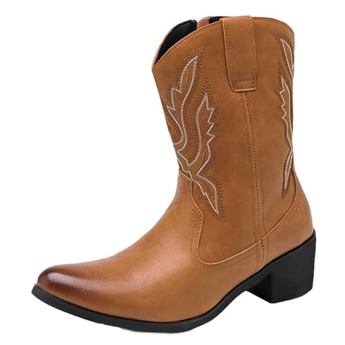 ZaKoonaC Herren Western-Optik Reißverschluss-Stiefel (Braun, 44 EU) von ZaKoonaC