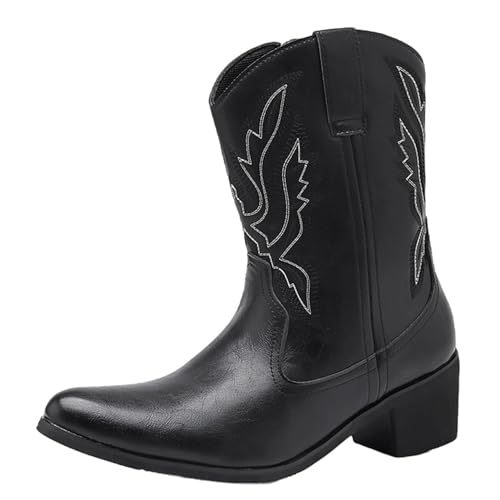 ZaKoonaC Herren Western-Optik Reißverschluss-Stiefel (Schwarz, 42 EU) von ZaKoonaC