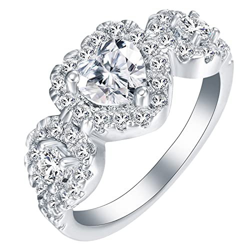 ZaLix Ringe für Damen, trendige, passende Ringe für Damen, luxuriöser Herz-Zirkonia-Damen-Modeschmuck von ZaLix