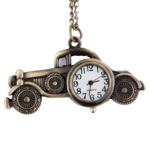 ZaMoux Retro-Taschenuhr, mechanische Taschenuhr mit Kette, Taschenuhren, Antik-Bronze, klassisches Auto-Design, Anhänger, Taschenuhr, Halskette, Geschenk (16) von ZaMoux