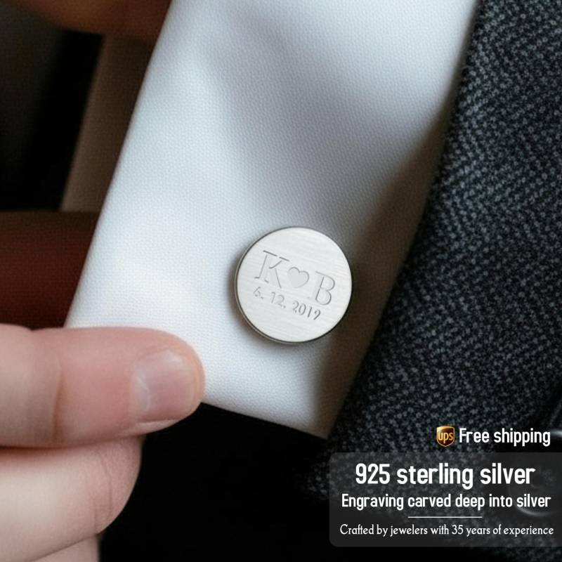 Love Initialen Manschettenknöpfe Graviert, Sterling Silber Manschettenknöpfe, Manschettenknöpfe Personalisiert, Initialen Herren von ZaNaDesignCraft