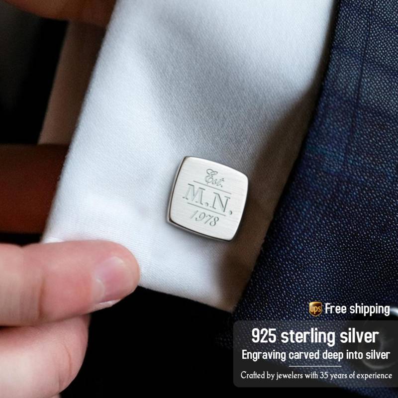 Silber Manschettenknöpfe Für Männer Geburtstagsgeschenk Mann Manschettenknöpfe, Gravierte Sterling Mit Gravur von ZaNaDesignCraft