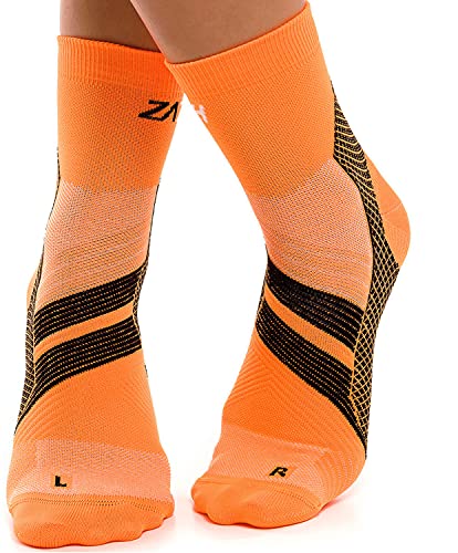 ZaTech Plantarfasziitis Socke, Kompression Socken. Ferse, Knöchel und Fußgewölbe Unterstützung (Orange/Schwarz, L, 41-43) von ZaTech