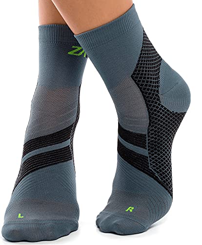 ZaTech Plantarfasziitis Socken, Kompression Socken, unterstützt Ferse, Knöchel und Fußgewölbe, für bessere Durchblutung, reduziert Fußschwellungen und Schmerzen (Grau/Schwarz, XL, 43-45) von ZaTech