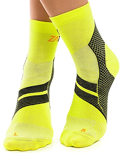 ZaTech Plantarfasziitis Socken, Kompressions Socken, unterstützt Ferse, Knöchel und Fußgewölbe, für bessere Durchblutung, reduziert Fußschwellungen und Schmerzen (Gelb/Schwarz, S, 35-39) von ZaTech