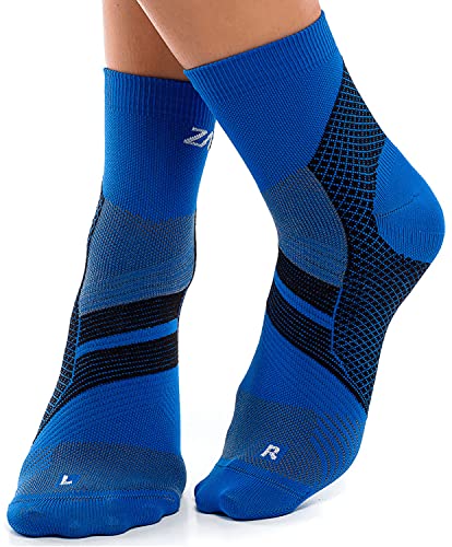 ZaTech PlantarfasziitisSocken, Kompressionssocken, unterstützt Ferse, Knöchel und Fußgewölbe (Blau/Schwarz, XXL, 45-46) von ZaTech