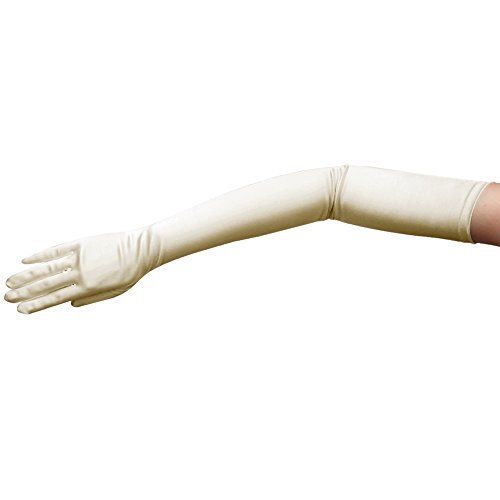 ZaZa Bridal 59,7 cm lange glänzende Stretch-Satin-Kleid-Handschuhe, Opernlänge 16BL, helles Elfenbein, Eine Größe passt meistens von ZaZa Bridal