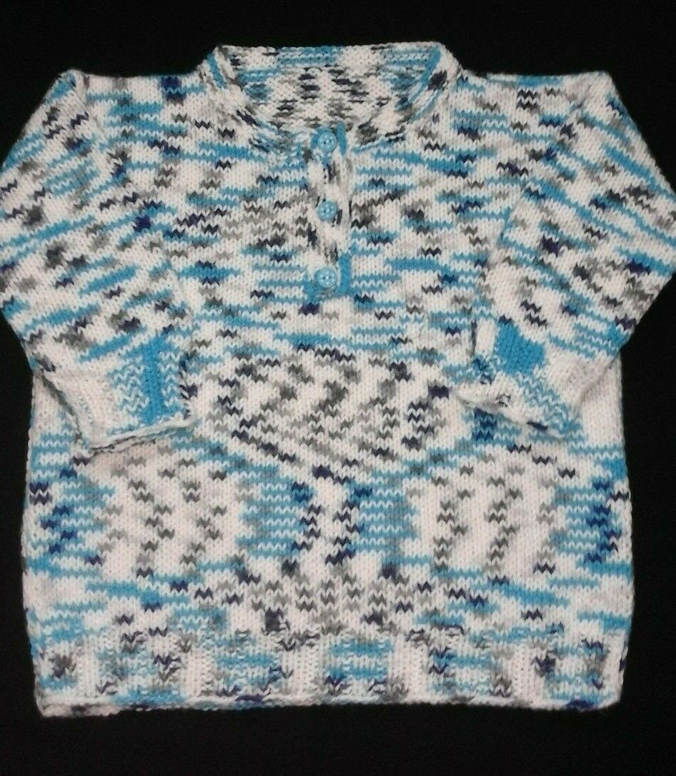 Baby Pullover Pulli Gr. 86/92 Langarm Weiss/Türkis Handgestrickt - Keine Maschine Baby Pullover Pulli Gr. 86/92 Langarm Weiss/Türkis Handgestrickt - Keine Maschine von ZabelinoWaren