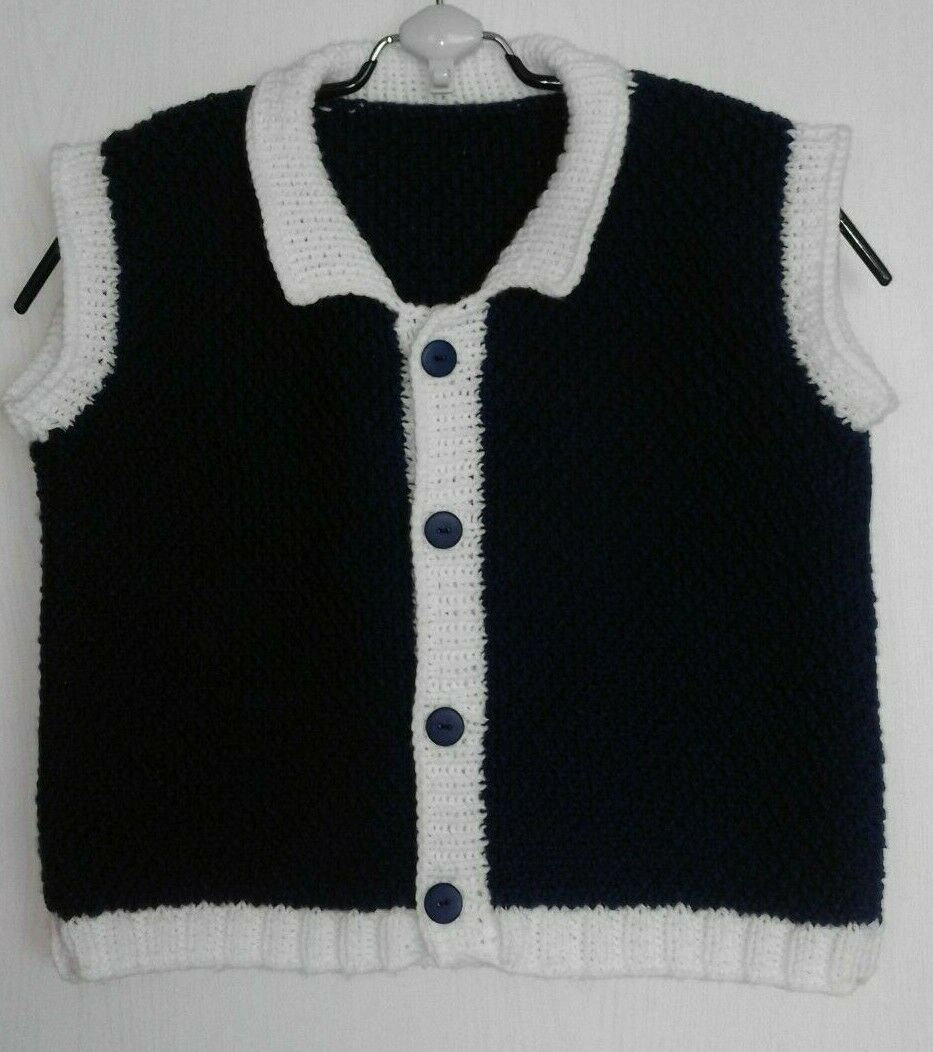 Kinderweste Strickweste Gr.86/92 Marine/Weiß Handgestrickt Kinderweste Strickweste Gr.86/92 Marine/Weiß Handgestrickt von ZabelinoWaren