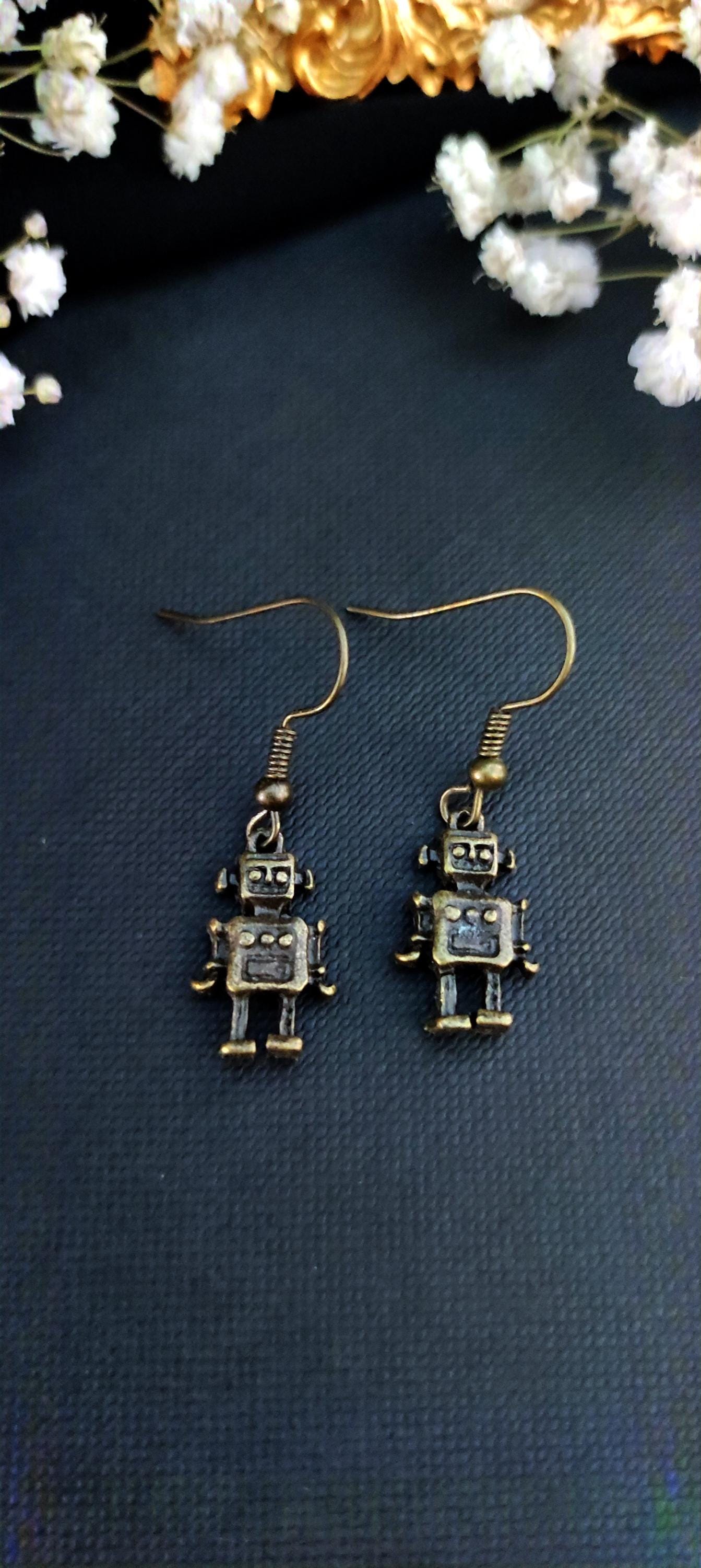 Roboter Ohrringe - Antik-Bronzeoptik Ca. 3 cm Nickelfrei Haken Retro Schmuck Roboter Ohrringe - Antik-Bronzeoptik Ca. 3 cm Nickelfrei Haken Retro Schmuck von Zabolot