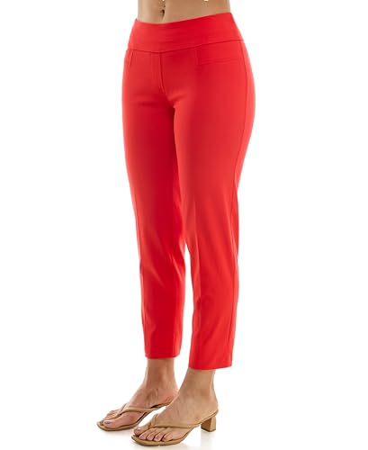 Zac & Rachel Damen Knöchellange Schlupfhose aus Millennium-Stoff – perfekt entworfenes gewebtes Stretch für die schmeichelhafteste Passform Lässige Hose, rot (Poppy red), 48 von Zac & Rachel