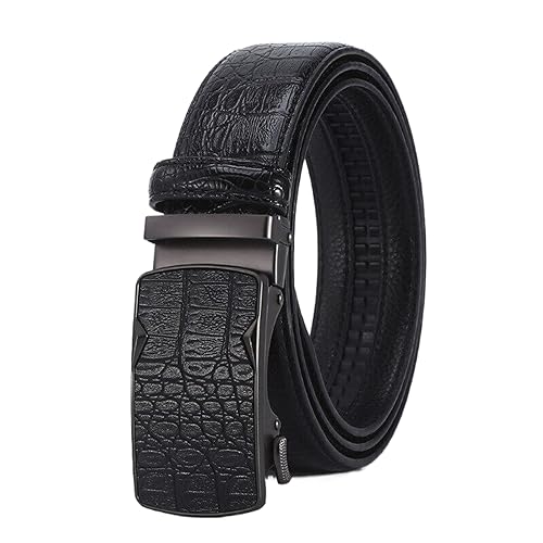 ZacLAy 3,5cm Business Herrengürtel Schwarz Braun Lässiges Krokodilmuster Legierung Automatische Schnalle Anzug Hosengürtel von ZacLAy