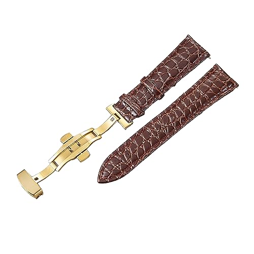 ZacLAy Krokodil Muster Design Kalbsleder Armband 18mm 20mm 22mm 24mm Frauen Männer Ersatz Gürtel Uhr Zubehör handgelenk Riemen, Gold-braun, 20mm von ZacLAy