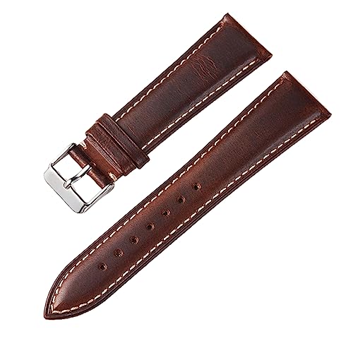 ZacLAy Ölwachs-Leder-Uhrenarmbänder, 18mm, 19mm, 20mm, 21mm, 22mm, Retro-Armband, handgefertigtes Armband, Hellbraun, 20mm von ZacLAy