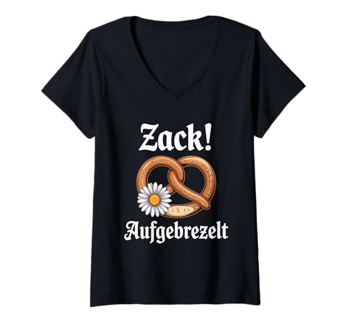 Damen Zack Aufgebrezelt Trachten Dirndl Ersatz Oktoberfest Wiesn T-Shirt mit V-Ausschnitt Damen Zack Aufgebrezelt Trachten Dirndl Ersatz Oktoberfest Wiesn T-Shirt mit V-Ausschnitt von Zack Aufgebrezelt Trachten Oktoberfest Wiesn
