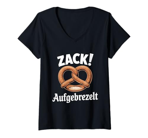 Damen Zack Aufgebrezelt Trachten Dirndl Ersatz Oktoberfest T-Shirt mit V-Ausschnitt Damen Zack Aufgebrezelt Trachten Dirndl Ersatz Oktoberfest T-Shirt mit V-Ausschnitt von Zack Aufgebrezelt Trachten Oktoberfest
