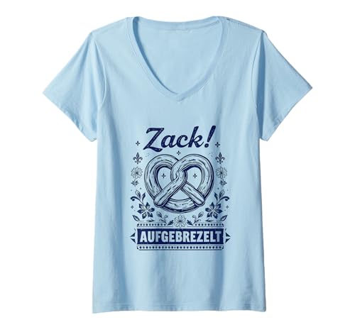 Damen Trachtenshirt Damen Dirndl Shirt Bayern Tracht Oktoberfest T-Shirt mit V-Ausschnitt Damen Trachtenshirt Damen Dirndl Shirt Bayern Tracht Oktoberfest T-Shirt mit V-Ausschnitt von Zack aufgebrezelt shirt Damen I Bayern Trachten