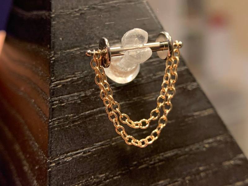 14K Gold Fadenloses Ende Septum Kette 16G 5/16" 14K Gold Fadenloses Ende Septum Kette 16G 5/16" von ZadamerJewelry