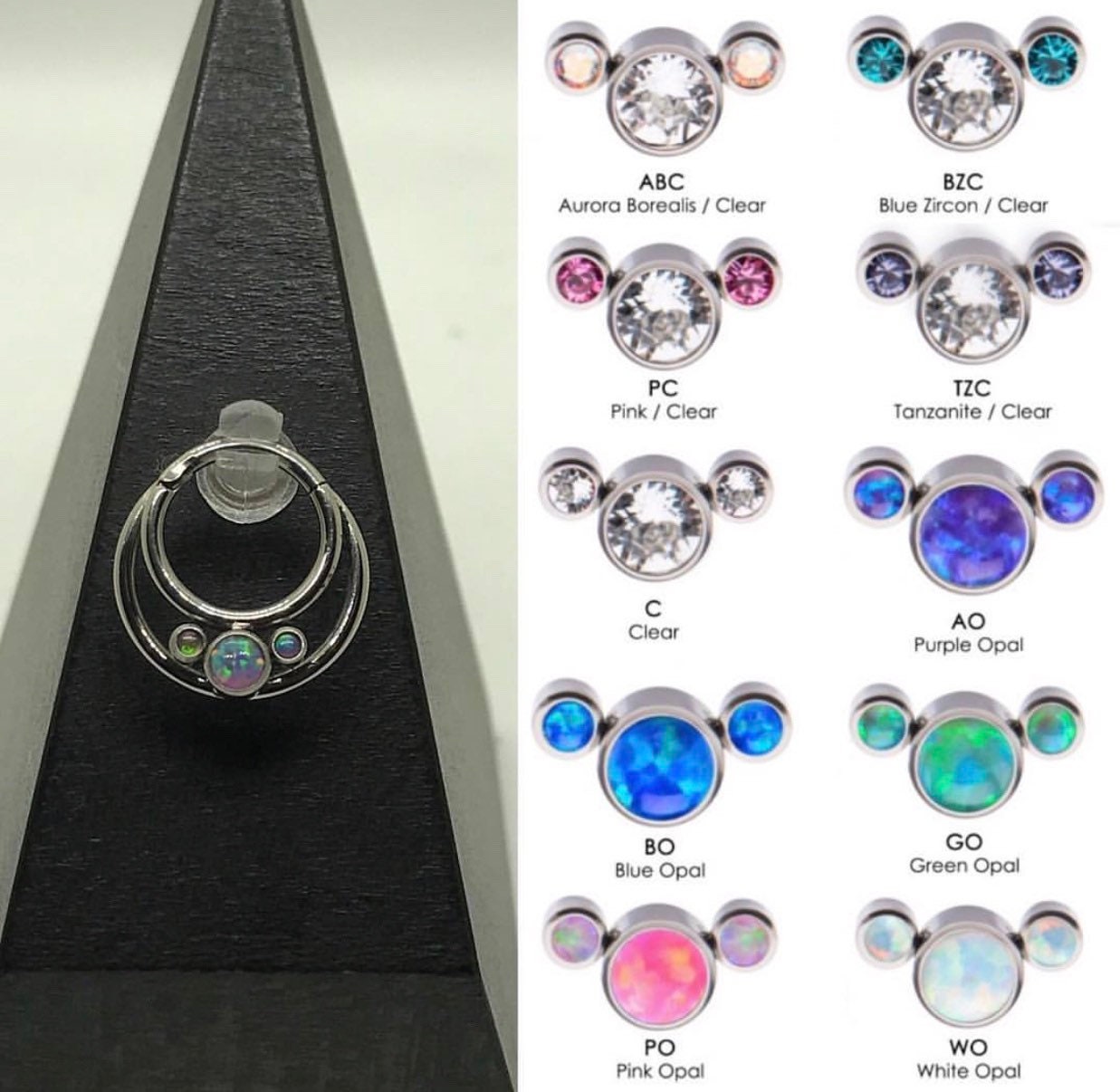 Titan Besetzt Halbmond Doppel Septum/Daith Clicker. 16G Oder 14G 5/16" Titan Besetzt Halbmond Doppel Septum/Daith Clicker. 16G Oder 14G 5/16" von ZadamerJewelry