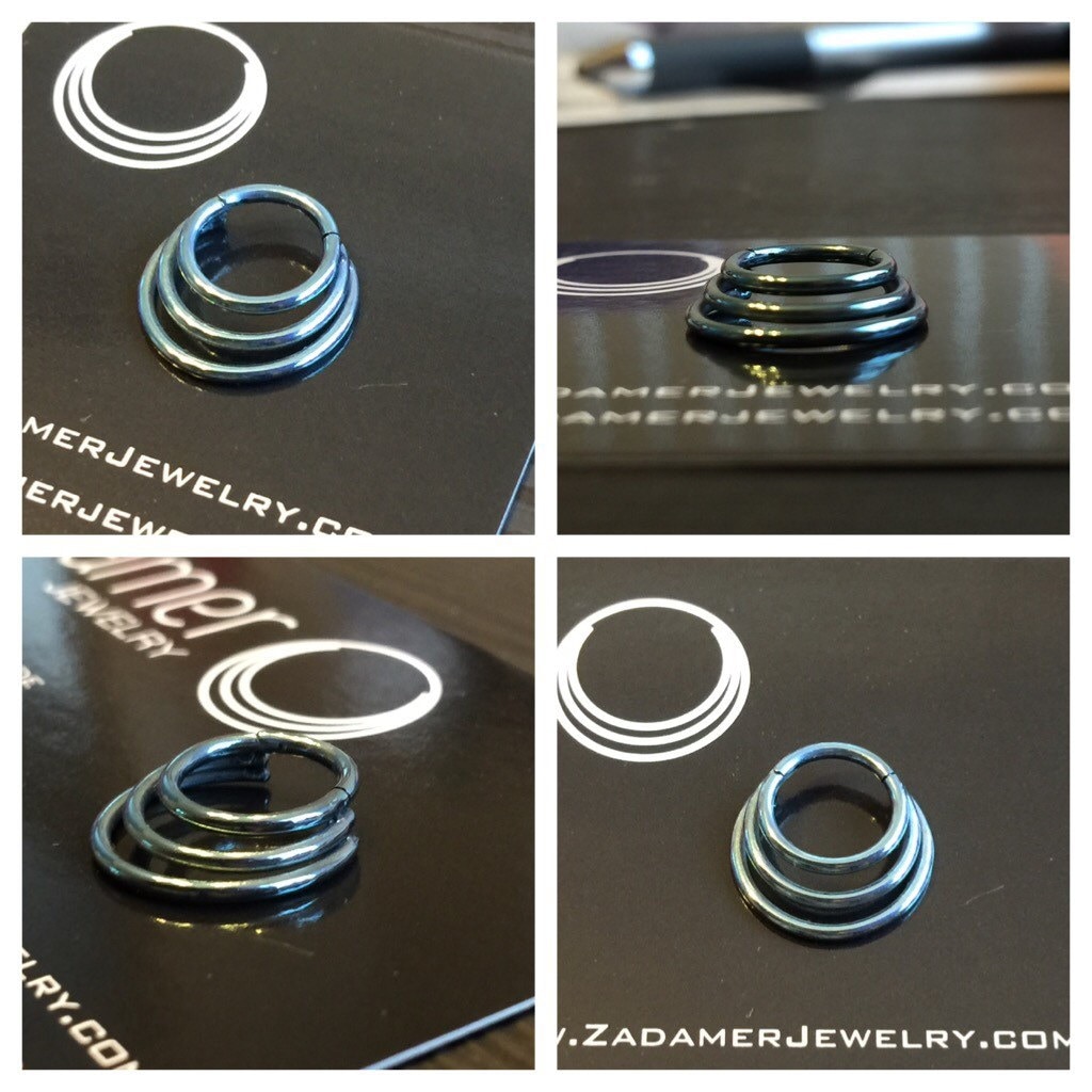 Titan-Halbmond-Dreifach-Septum-Ring Mit Scharnier. 18G, 16G Und 14G. Mehrere Durchmesser Erhältlich Titan-Halbmond-Dreifach-Septum-Ring Mit Scharnier. 18G, 16G Und 14G. Mehrere Durchmesser Erhältlich von ZadamerJewelry