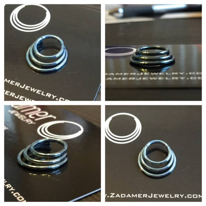 Titan-Halbmond-Dreifach-Septum-Ring Mit Scharnier. 18G, 16G Und 14G. Mehrere Durchmesser Erhältlich Titan-Halbmond-Dreifach-Septum-Ring Mit Scharnier. 18G, 16G Und 14G. Mehrere Durchmesser Erhältlich von ZadamerJewelry