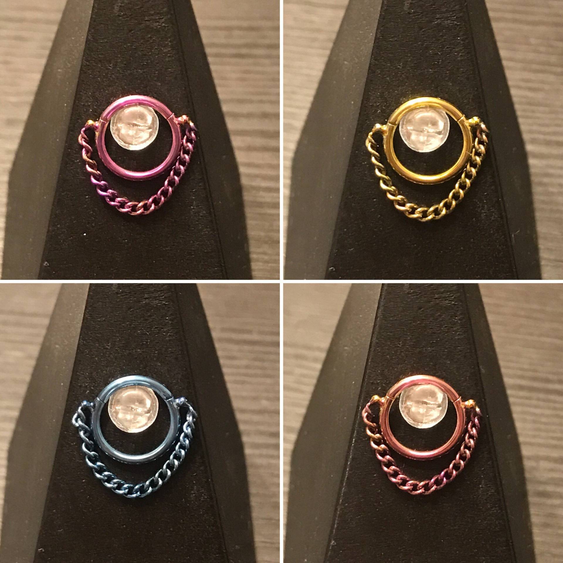 Titan Verkettete Einfach Septum Ring Klapp Clicker. 16G Mehrere Durchmesser, Mehrere Kettentypen Titan Verkettete Einfach Septum Ring Klapp Clicker. 16G Mehrere Durchmesser, Mehrere Kettentypen von ZadamerJewelry