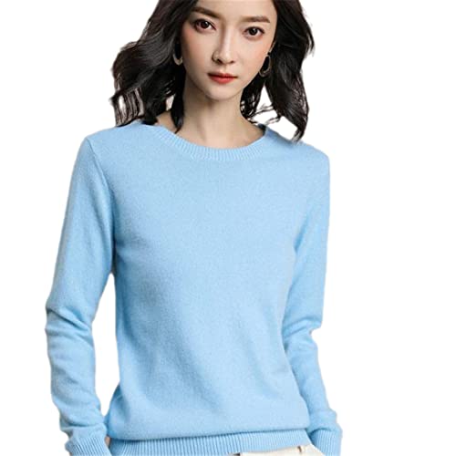 Europäischer Stil Damen Mode Pullover Strick Kaschmir Wolle Pullover Himmelblau M von Zadaos