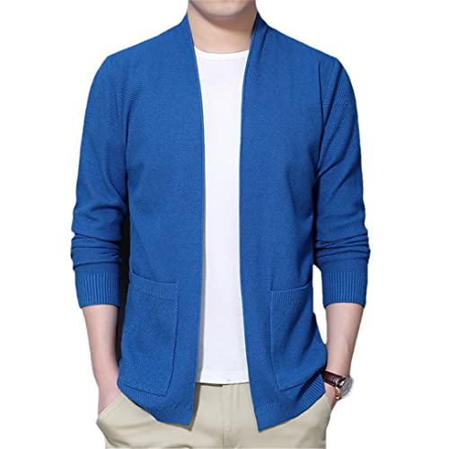 Herren Strickjacke Dress Up Strickwaren Pullover Frühling Herbst Dünn Solid V Ausschnitt Casual Sweatercoat, hellblau, Medium von Zadaos