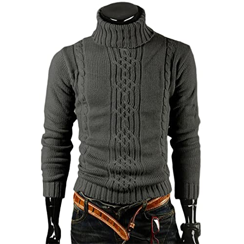 Winter Herren Pullover Dicker Pullover Lässiger Pullover Y019-Dunkelgrau M (60-75KG) von Zadaos