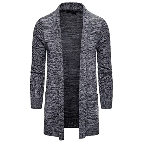 Zadaos Herren Lang Strickpullover Mäntel Casual Cardigan X-Lang Strickjacke Cardigan Mantel, grau, Large von Zadaos