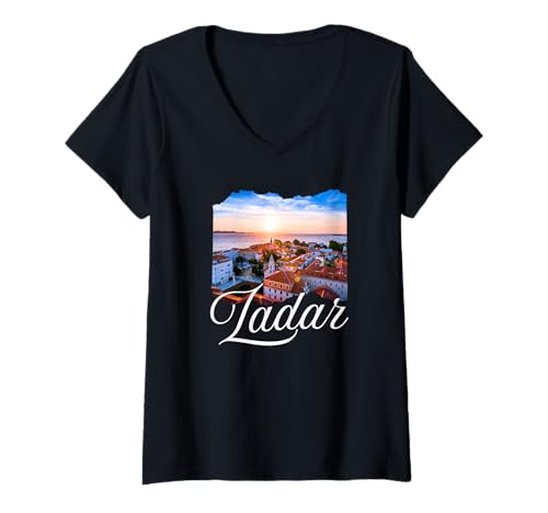 Damen Zadar Kroatien/Zadar T-Shirt mit V-Ausschnitt von Zadar Croatia Souvenir Store