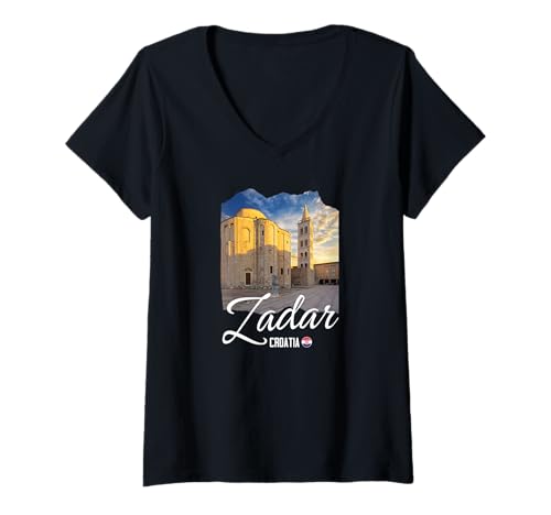 Damen Zadar Kroatien/Zadar T-Shirt mit V-Ausschnitt von Zadar Croatia Souvenir Store