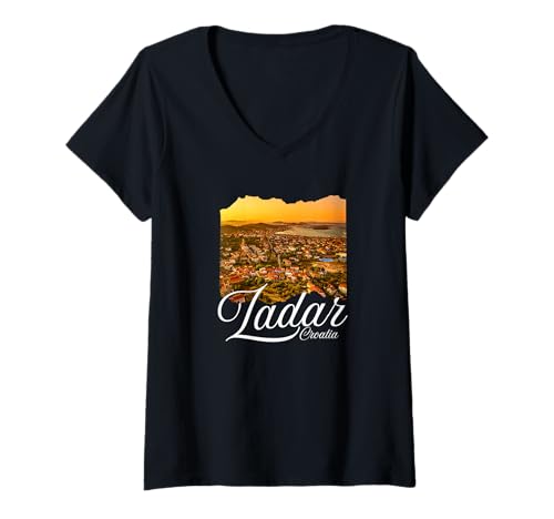 Damen Zadar Kroatien/Zadar T-Shirt mit V-Ausschnitt von Zadar Croatia Souvenir Store