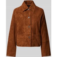 Zadig & Voltaire Jacke in Leder-Optik mit Eingrifftaschen Modell 'LESSA' in Cognac, Größe XS von Zadig & Voltaire