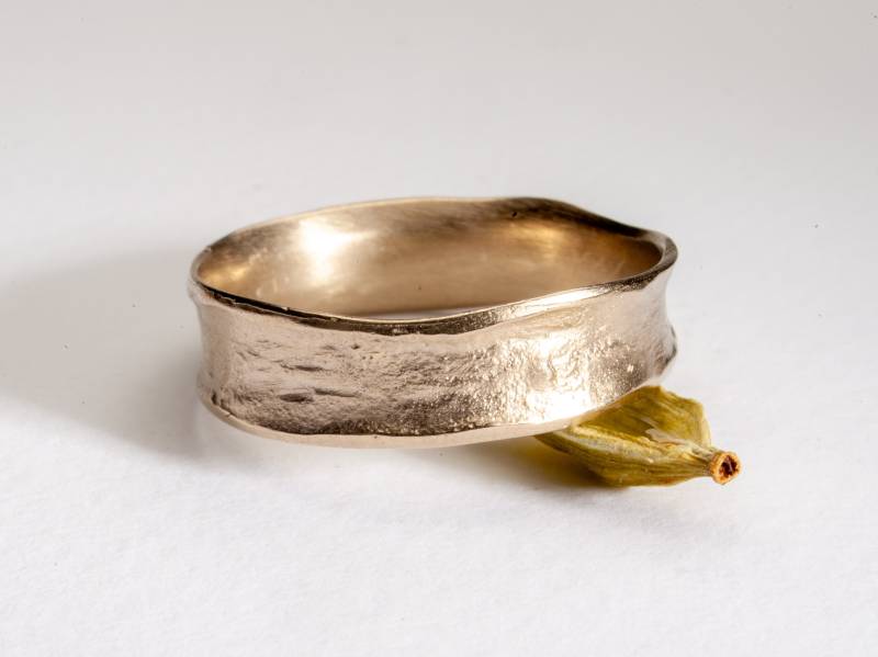 14K Texturierter Weißgold Ehering, Handgemachte Rustikale Goldringe Für Männer Und Frauen von ZadokGold