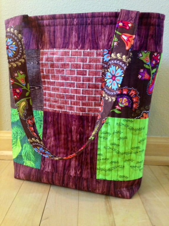 Braun- Und Grüntöne - Baumwollbeutel/Geldbeutel Gesteppt Mit Tasche Innen Reißverschluss Zum Verschließen Braun- Und Grüntöne - Baumwollbeutel/Geldbeutel Gesteppt Mit Tasche Innen Reißverschluss Zum Verschließen von ZaffreBoutique