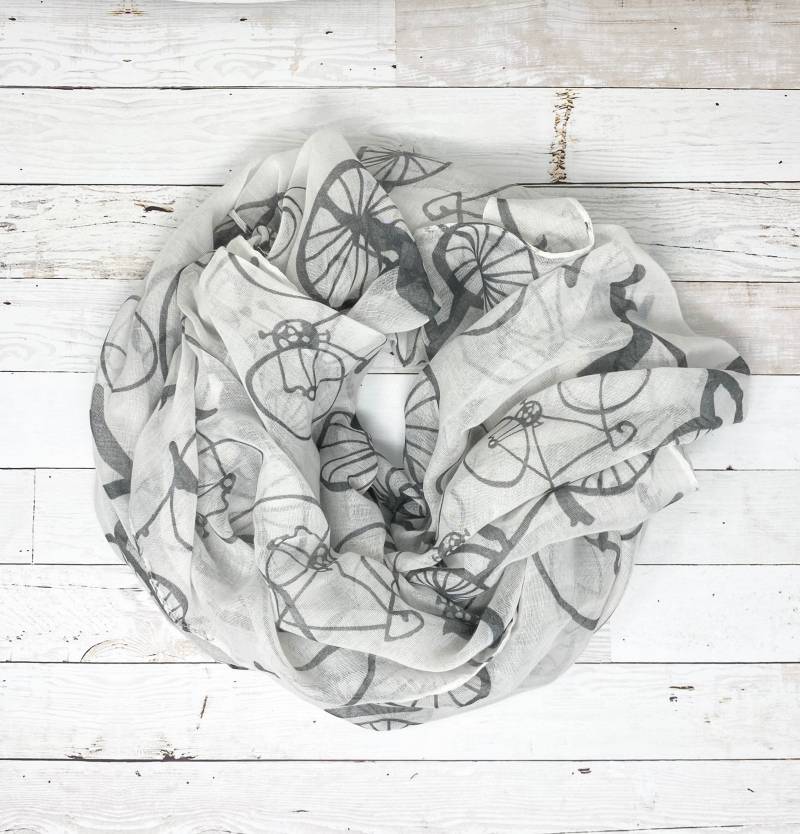 Weiß Mit Grauem Oder Schwarzem Print Fahrrad-Fahrradschal Weiß Mit Grauem Oder Schwarzem Print Fahrrad-Fahrradschal von ZaffreBoutique