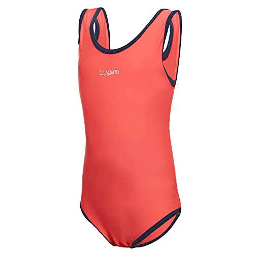 Zagano Badeanzug Mädchen - badeanzüge für Mädchen -swimsuite for Girls - Bademode für Mädchen, Badeanzug Kinder UV-beständig Schwimmanzug Kinder Coral orange Gr. 140 von Zagano Adam Lipski