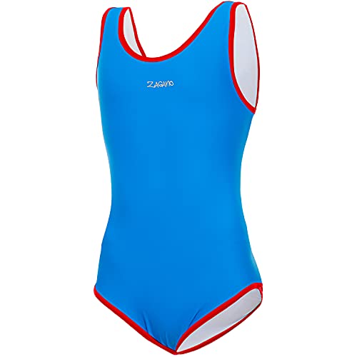 Zagano Badeanzug Mädchen - badeanzüge für Mädchen -swimsuite for Girls - Bademode für Mädchen, Badeanzug Kinder UV-beständig Schwimmanzug Kinder havai blau Gr. 128 von Zagano Adam Lipski