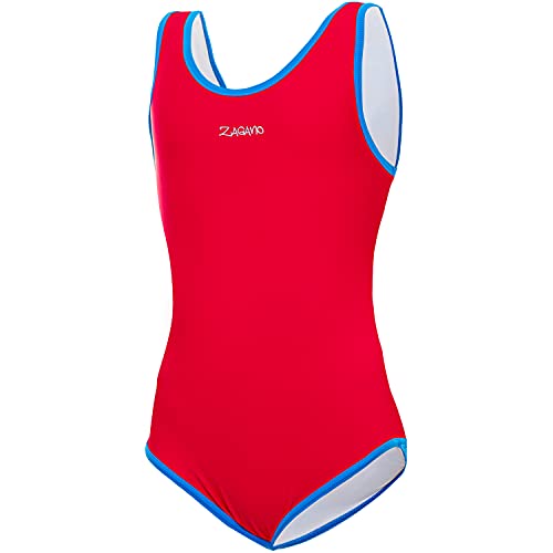 Zagano Badeanzug Mädchen - badeanzüge für Mädchen -swimsuite for Girls - Bademode für Mädchen, Badeanzug Kinder UV-beständig Schwimmanzug Kinder pink rosa Gr. 140 von Zagano Adam Lipski