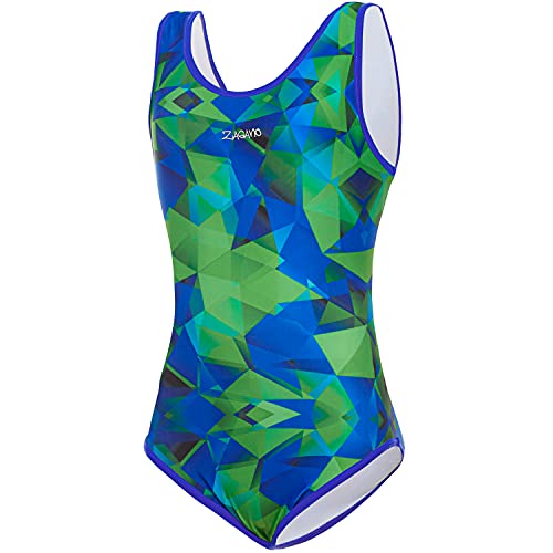 Zagano Badeanzug Mädchen 7003 - badeanzüge für Mädchen -swimsuite for Girls - Bademode für Mädchen, Badeanzug Kinder UV-beständig Schwimmanzug Kinder blau grün Gr. 122 von Zagano Adam Lipski