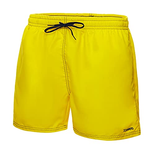 Zagano Adam Lipski Badehose Herren Lang 5108 - Badehosen Männer Schwimmhose - Badeshorts Jungen - Bad Strand Boxer Shorts for Men - Kurze Hosen - Trainingshose Beachshorts Titanium gelb Gr. 3XL von Zagano Adam Lipski