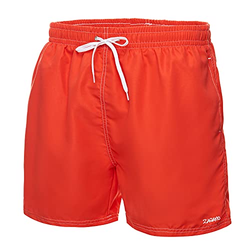 Zagano Adam Lipski Badehose Herren Lang 5108 - Badehosen Männer Schwimmhose - Badeshorts Jungen - Bad Strand Boxer Shorts for Men - Kurze Hosen - Trainingshose Beachshorts Carrot rot Gr. 4XL von Zagano Adam Lipski