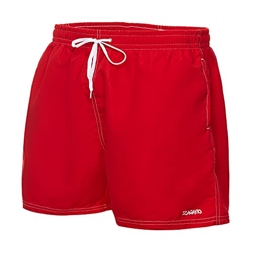 Zagano Adam Lipski Badehose Herren Lang 5108 - Badehosen Männer Schwimmhose - Badeshorts Jungen - Bad Strand Boxer Shorts for Men - Kurze Hosen - Trainingshose Beachshorts rot Gr. 3XL von Zagano Adam Lipski